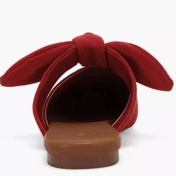 NEW Red Pointed Toe Flat Mules Bowknot Slip on Woven Crisscross Low Heel Sz 6.5 - Picture 3 of 10